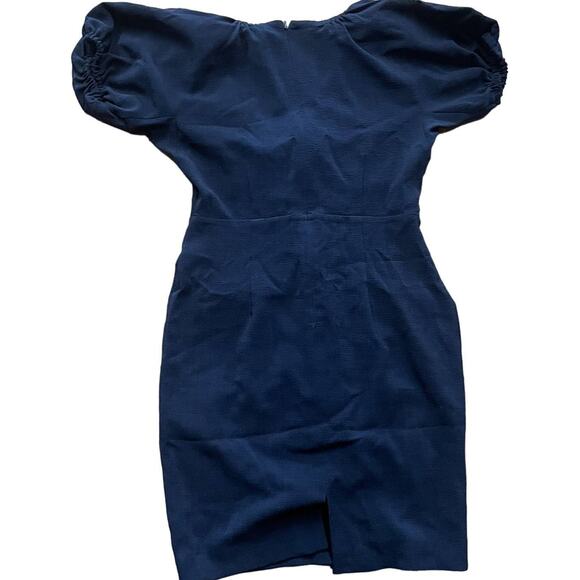 Chelsea28 Dress Womens‎ 10 Petite Blue Ruched Puff Sleeve V Neck Mini - Picture 3 of 11